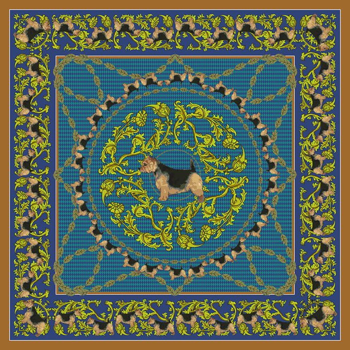 Silk Scarf with Black & Tan Norwich Terriers