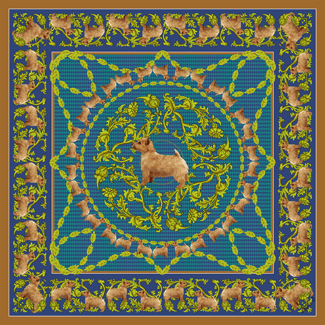 Silk Scarf with Red Norwich Terriers