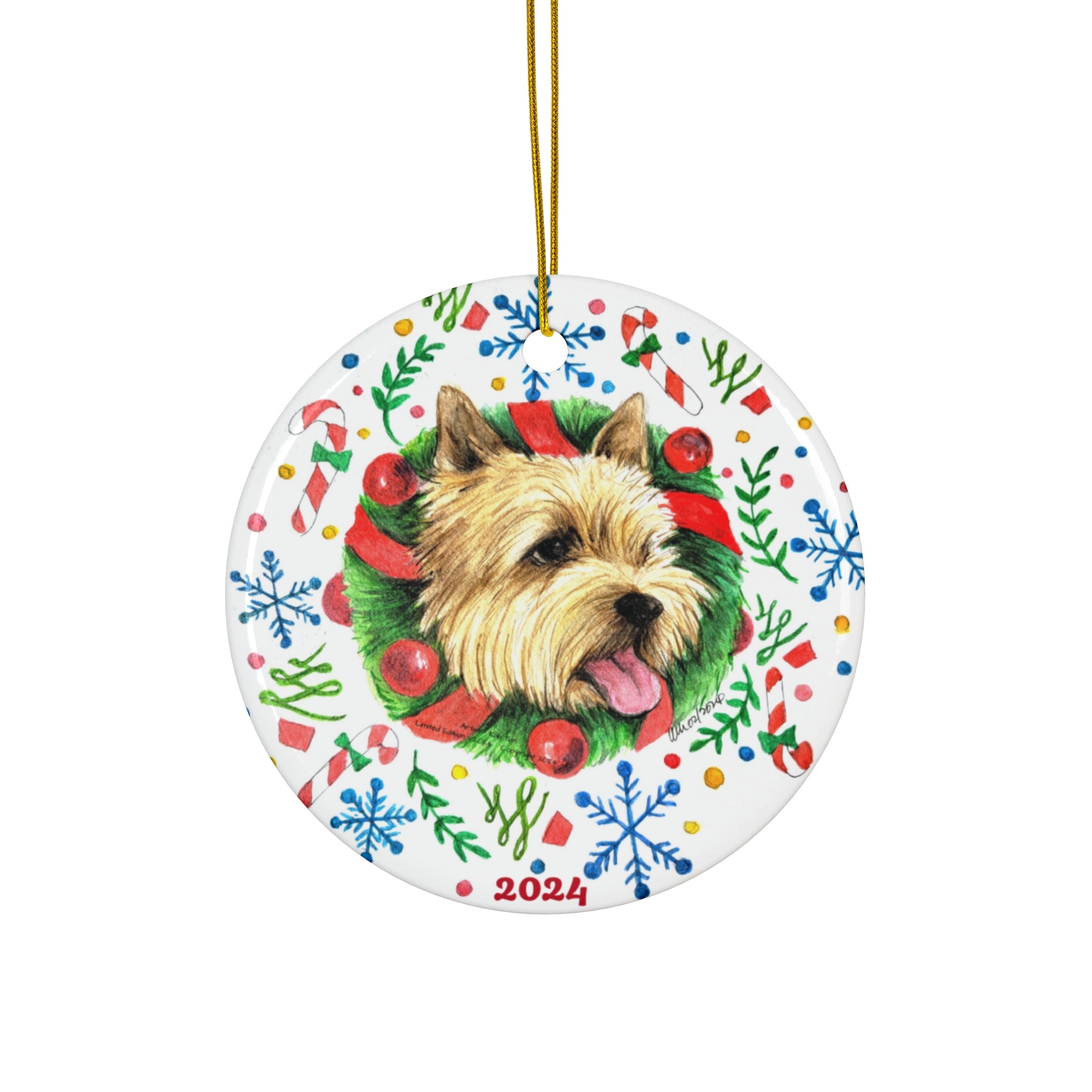Norwich Terrier Round Ceramic Ornament - 2024 Limited Edition - Image 2