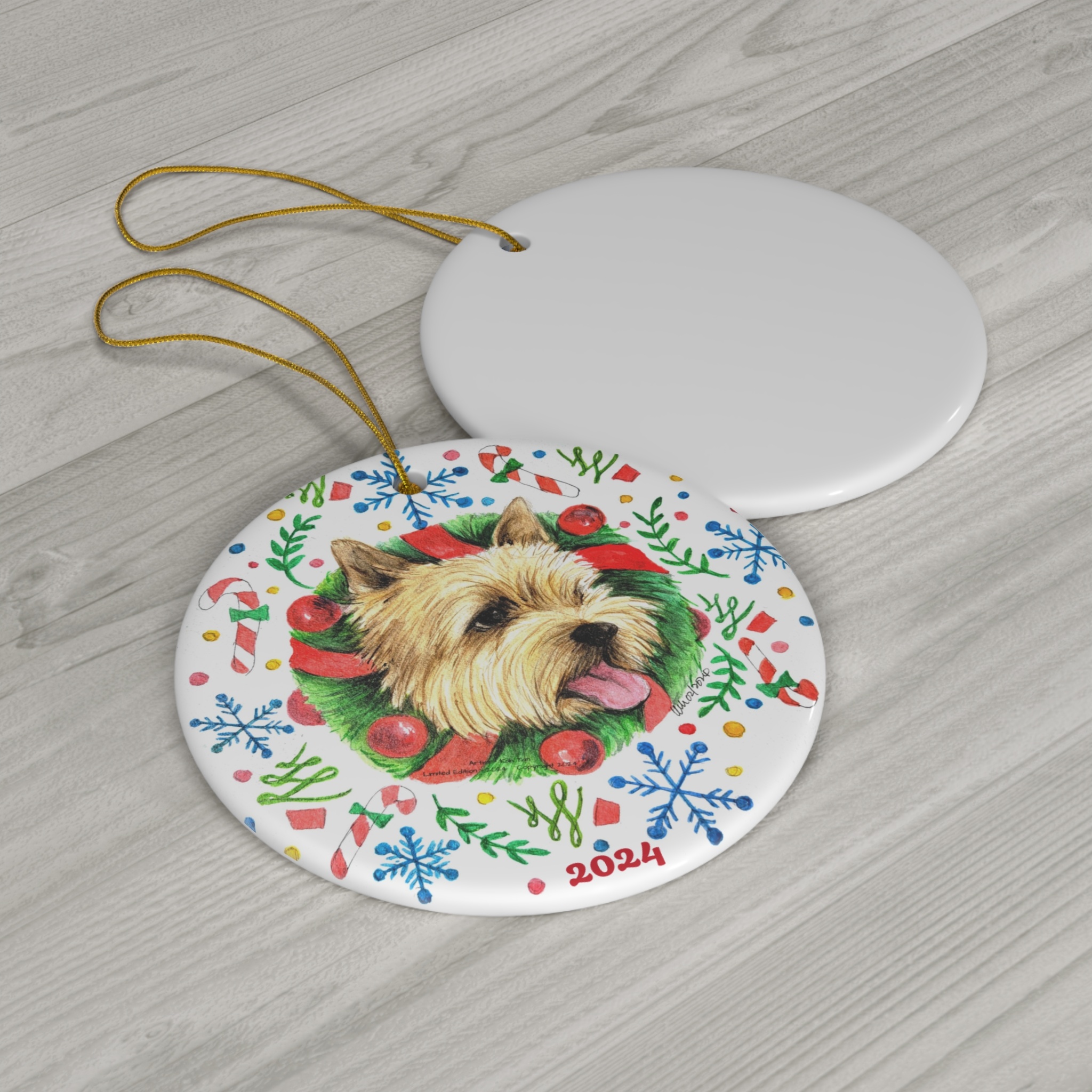 Norwich Terrier Round Ceramic Ornament - 2024 Limited Edition - Image 3