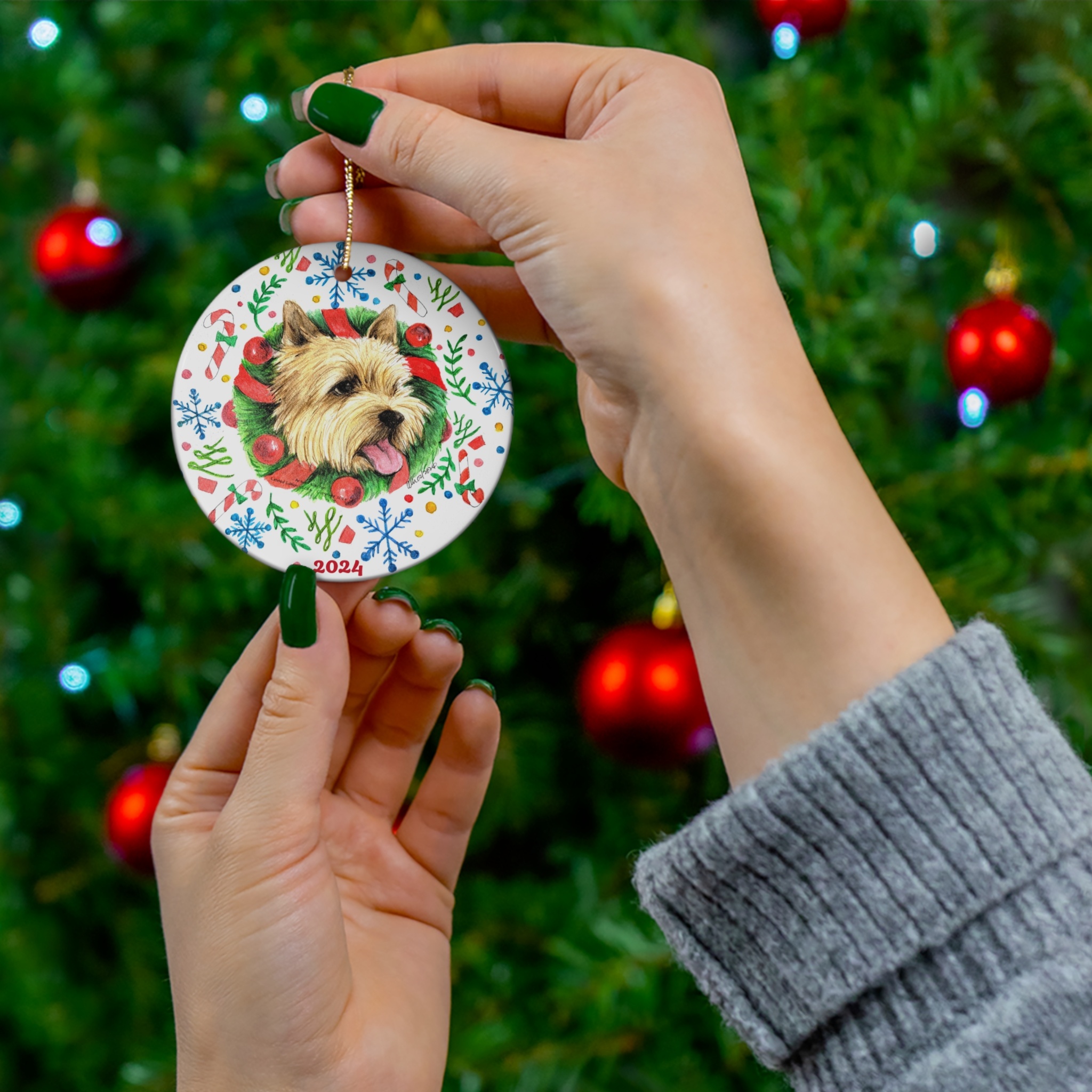 Norwich Terrier Round Ceramic Ornament - 2024 Limited Edition